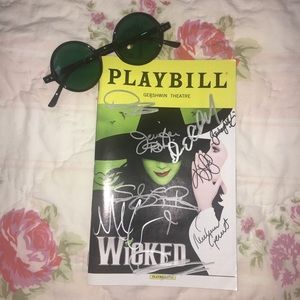 Wicked cast signed playbill with emerald glasses